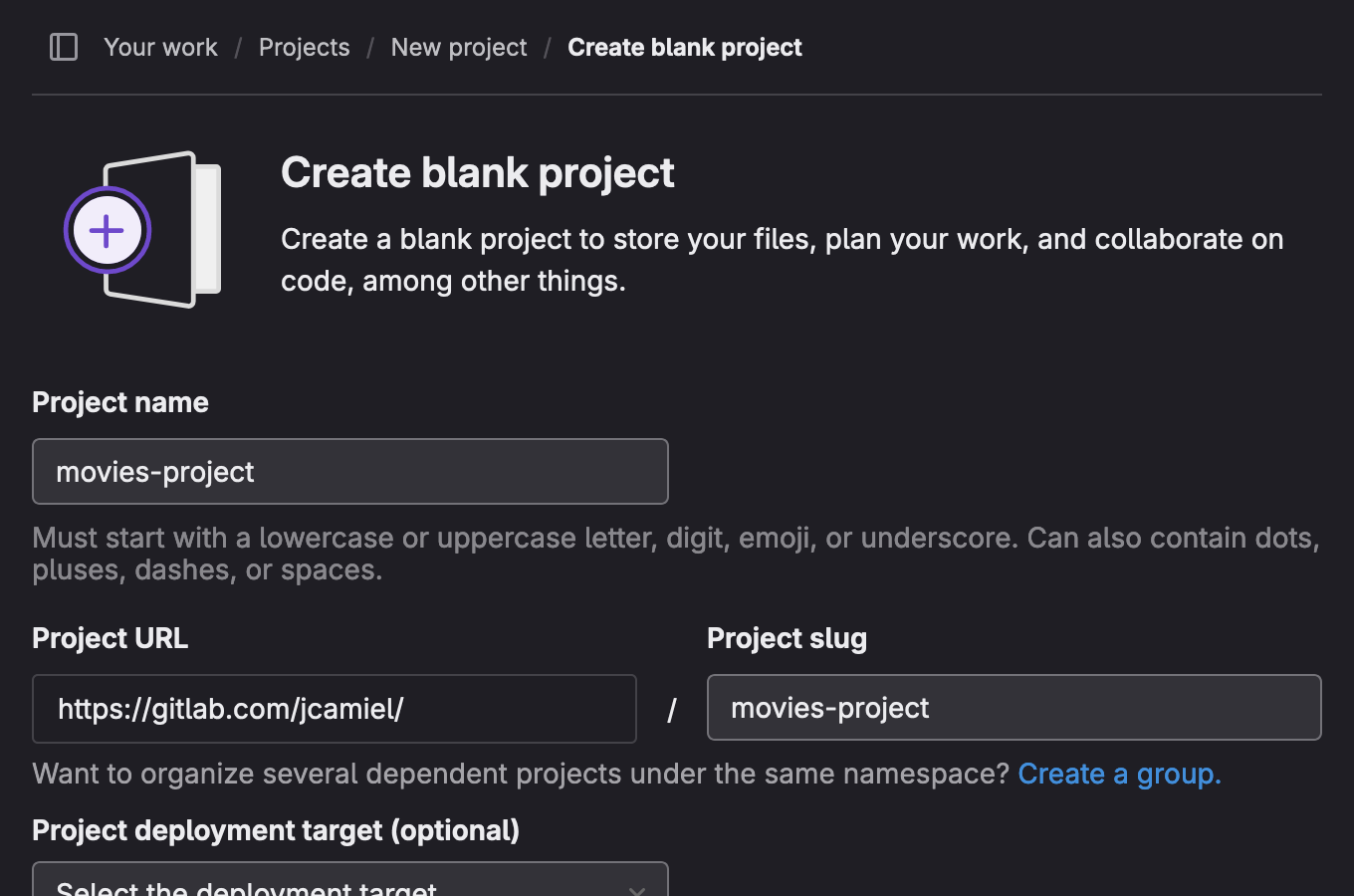 Create new GitLab repository
