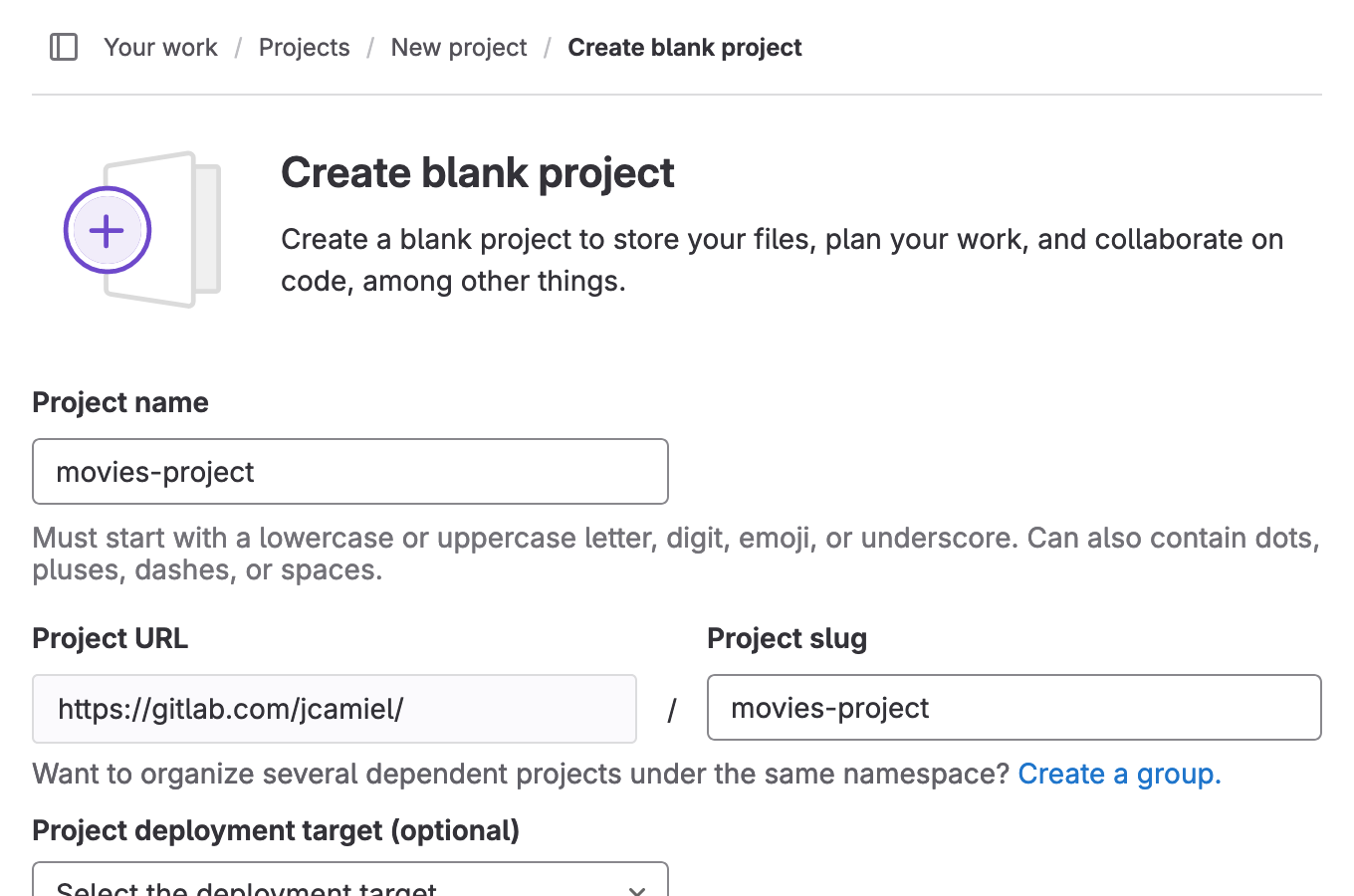 Create new GitLab repository